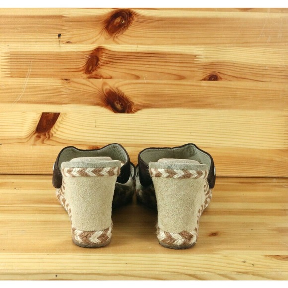 UGG Women's Suede Wedge Sandals Fur lined Brown Size 8 Shoes Slip Ons 1689 - Picture 3 of 8